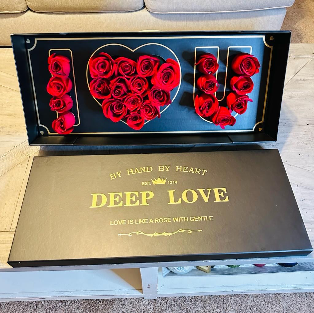 I Love You Box Red Roses and Chocolates