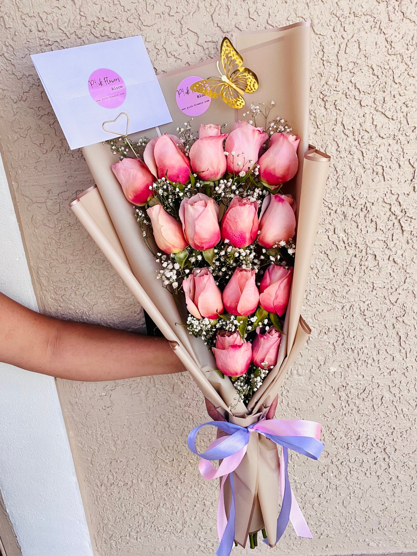 14 Pink Premium Roses Bouquet