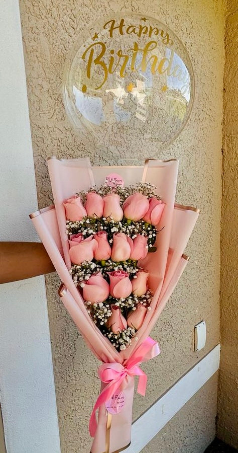 14 Pink Premium Roses Bouquet