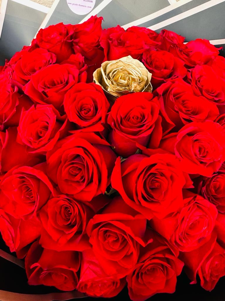 50 Red Premium Roses Bouquet