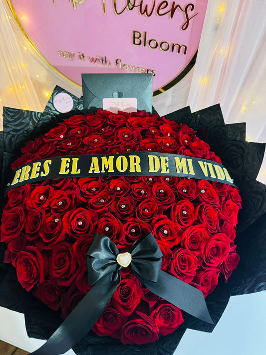 100 Red Premium Roses Bouquet + $100 + add