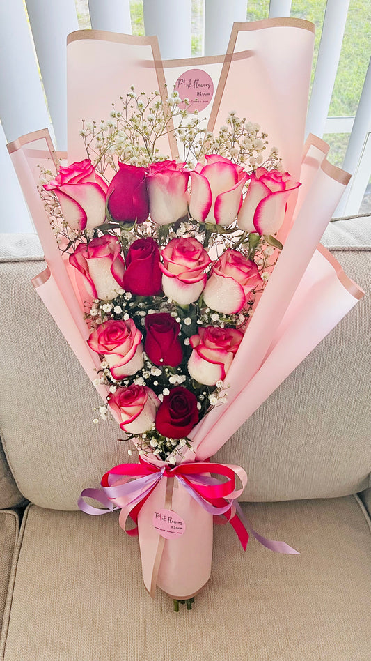 14 Pink Premium Roses Bouquet