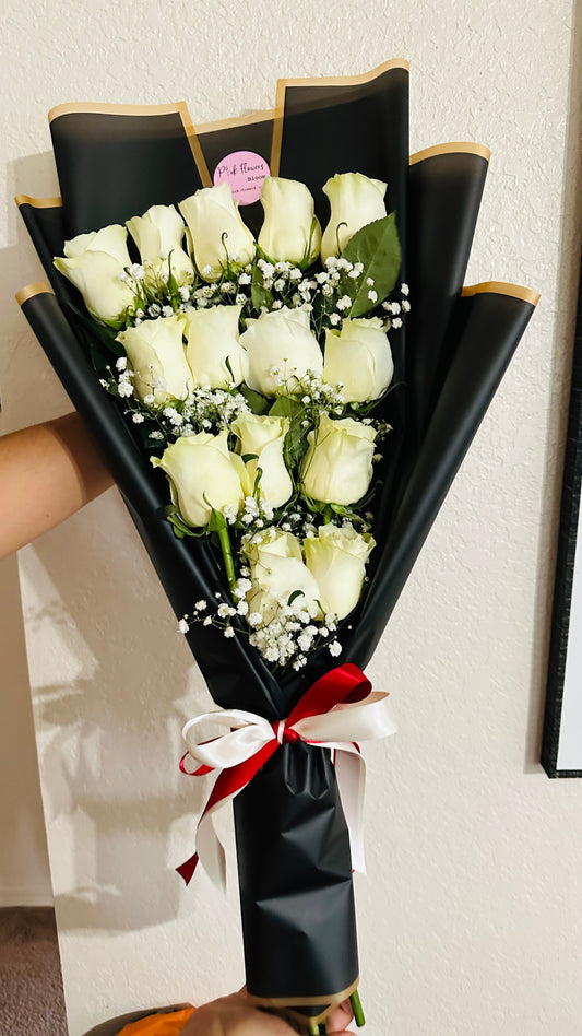 14 White Premium Roses Bouquet