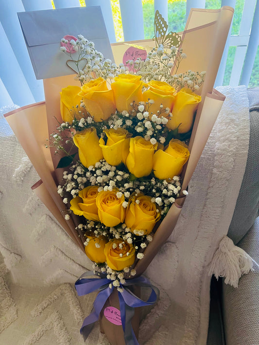 14 Yellow Premium Roses Bouquet