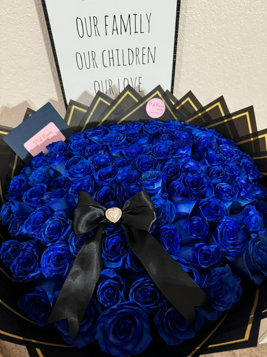 100 Blue Premium Roses Bouquet