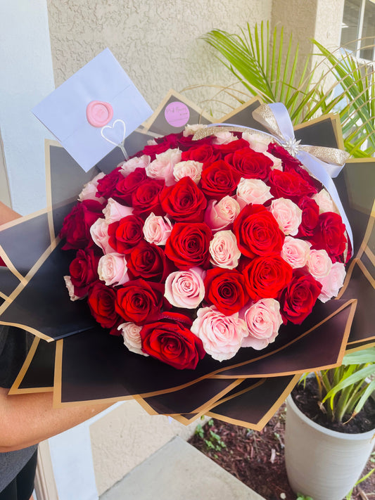 75 Red and Pink Premium Roses Bouquet